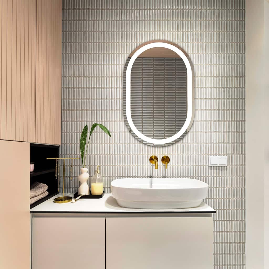 SAFAVIEH Carisa 24" Led Vanity Mirror - Silver / White - 24Wx1Dx36H