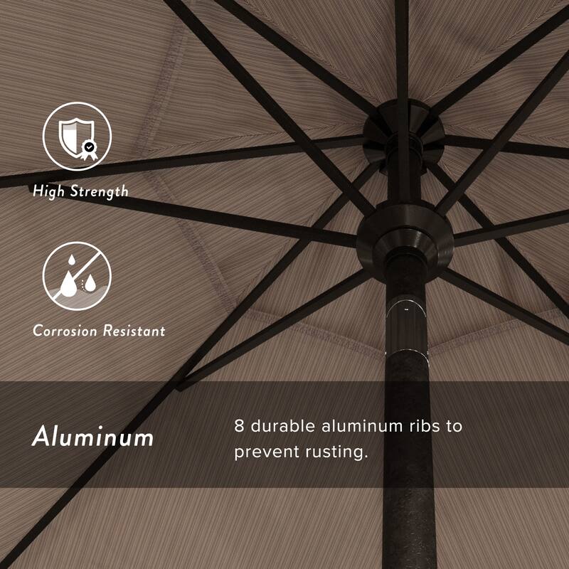 California Umbrella 7.5' Round Crank Lift, Push Button Tilt Aluminum Patio Umbrella, Bronze Pole, Outdoor Rated Red Fabric