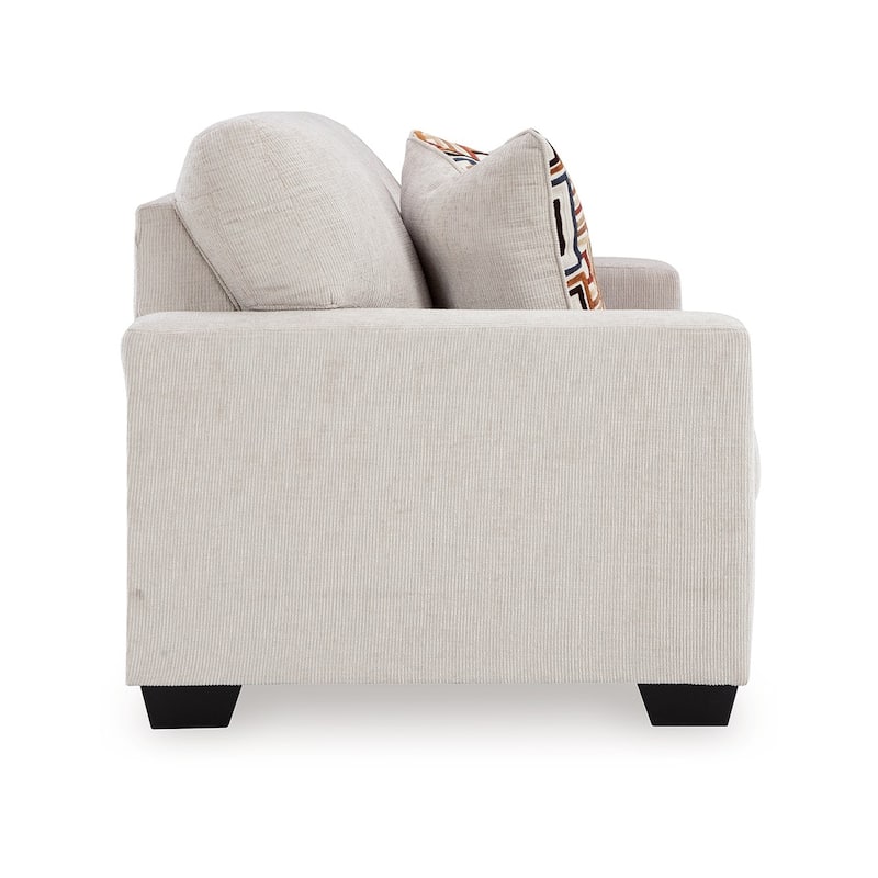 Avie Loveseat, 2 Accent Pillows, White Ivory Polyester, 62 Inch