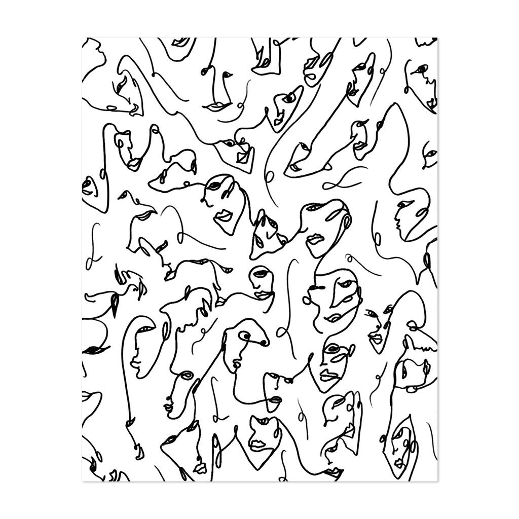 FACIAL DISTRACTION Line Drawings Feminine Figurative Art Print/Poster