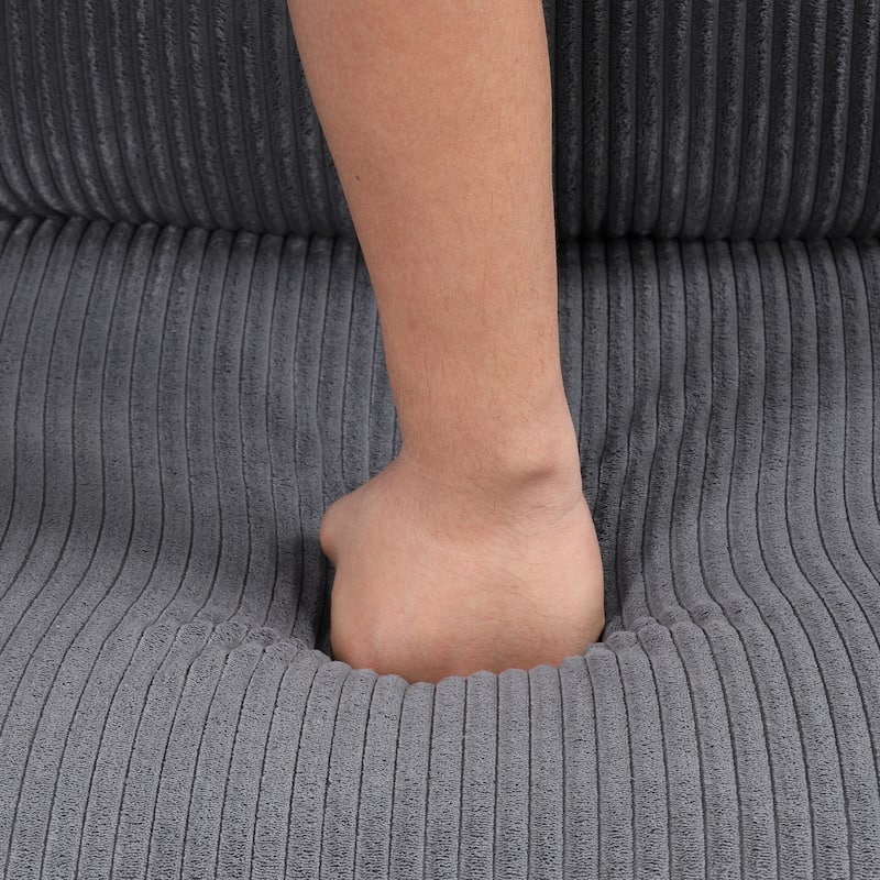 103" Polyester U-Shaped Sectional Sofa with Sponge-Filled Cushions and Solid Wood Legs