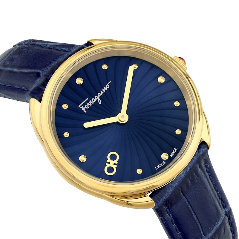 Ferragamo Women's Cuir 34mm Quartz Watch SFYN01422 - Blue - One Size