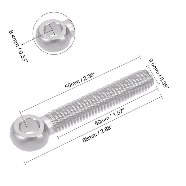 M10 x 50 mm 304 Stainless Steel Machine Shoulder Lift Eye Bolt Rig 20 Pieces