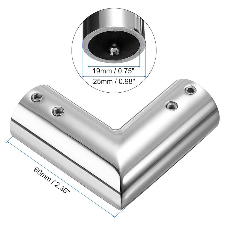 2pcs Corner Curtain Rod Connector 90 Degree for Curtain Rods - Silver - 3/4 Inch
