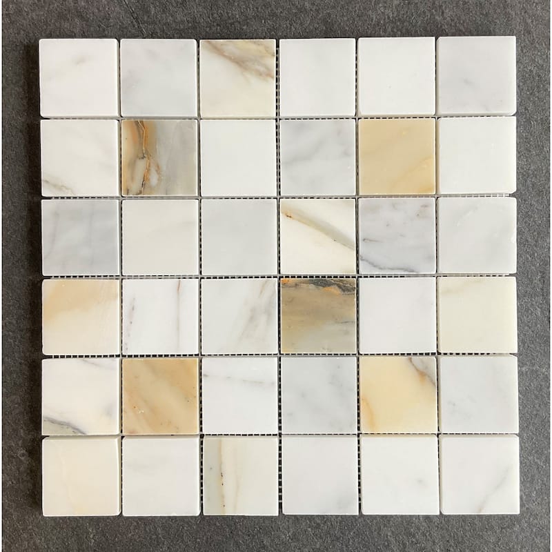 Calacatta Gold 2 x 2 Marble Wall and Floor Mosaic - Case (5 Sheets)