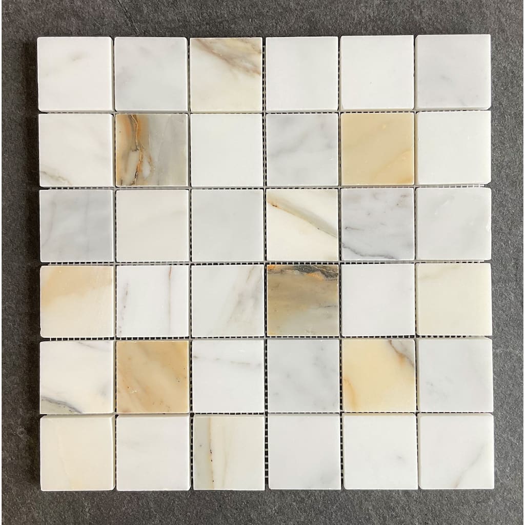 Calacatta Gold 2 x 2 Marble Wall and Floor Mosaic - Case (5 Sheets)