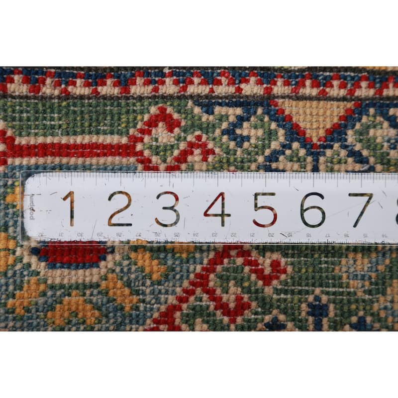 Hand Knotted Oriental 100% Wool Carpet Traditional Geometric Multi-Colored Kazak Area Rug - 12' 11'' X 9' 10''