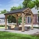 preview thumbnail 18 of 62, Aoxun Outdoor Cedar Wood Gazebo with Double Hardtop Roof