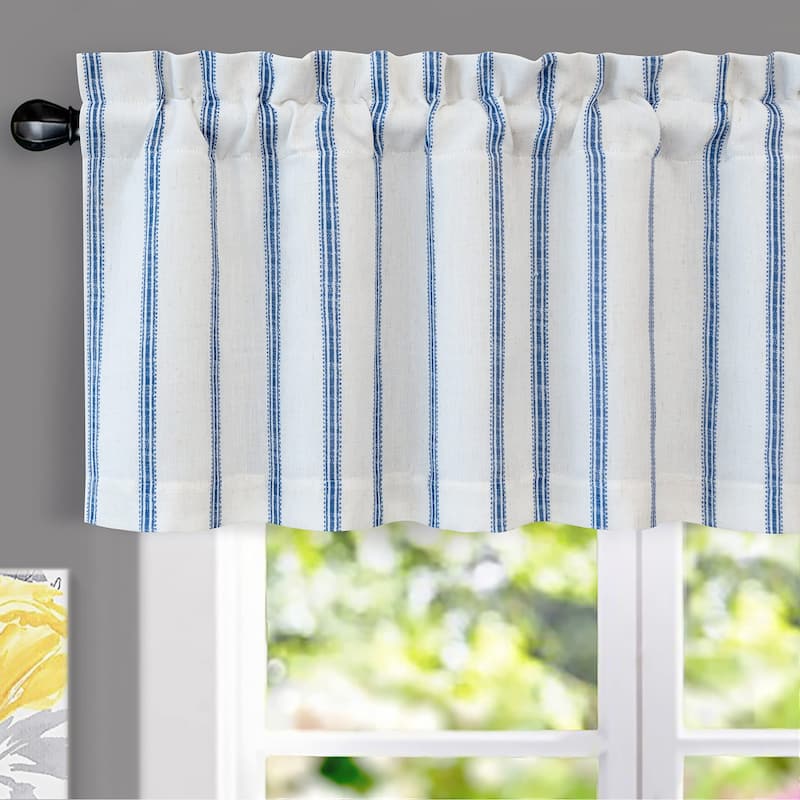 DriftAway Farmhouse Linen Blend Blackout Valance - 52" Width X 18" Length - Navy