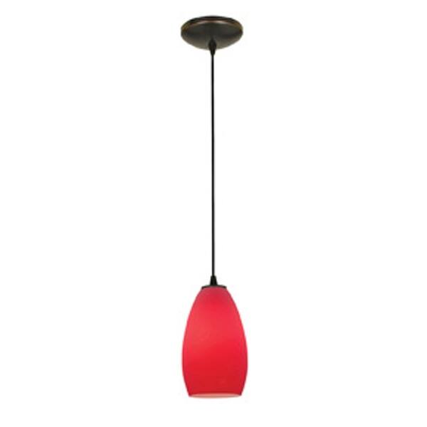 slide 2 of 2, Access Lighting Champagne Bronze Integrated LED Cord Pendant, Red Shade