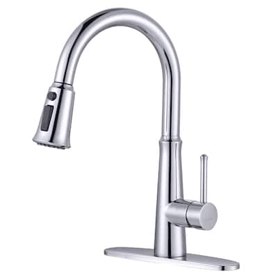 WOWOW Single-Handle Pull-Down Sprayer Kitchen Faucet Stainless Steel
