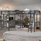 preview thumbnail 1 of 7, Twin Size L-Shaped Metal Loft Bed with Two Built-in Desks and Ladder , Black Black