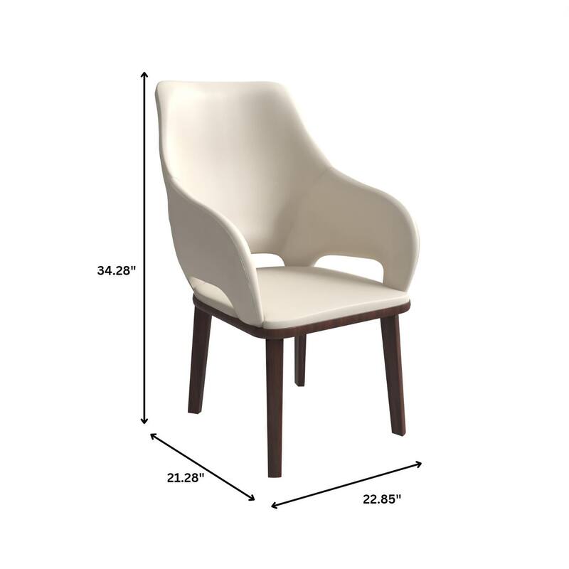 LeisureMod Vivara Leather Upholstered Dining Chair with Padded Seat - Mid-Century Arm Chair for Home Office Bar & Kitchen