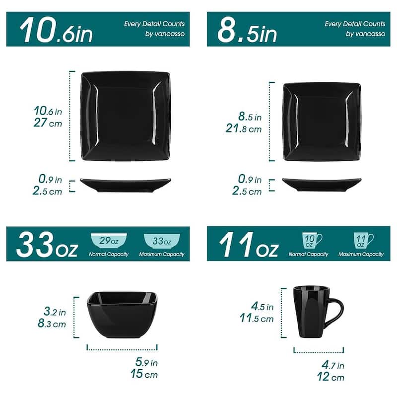 vancasso SOHO Square Porcelain Dinnerware Set