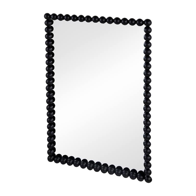 Black Metal Beaded Frame Mirror for Living Room Bedroom Entryway