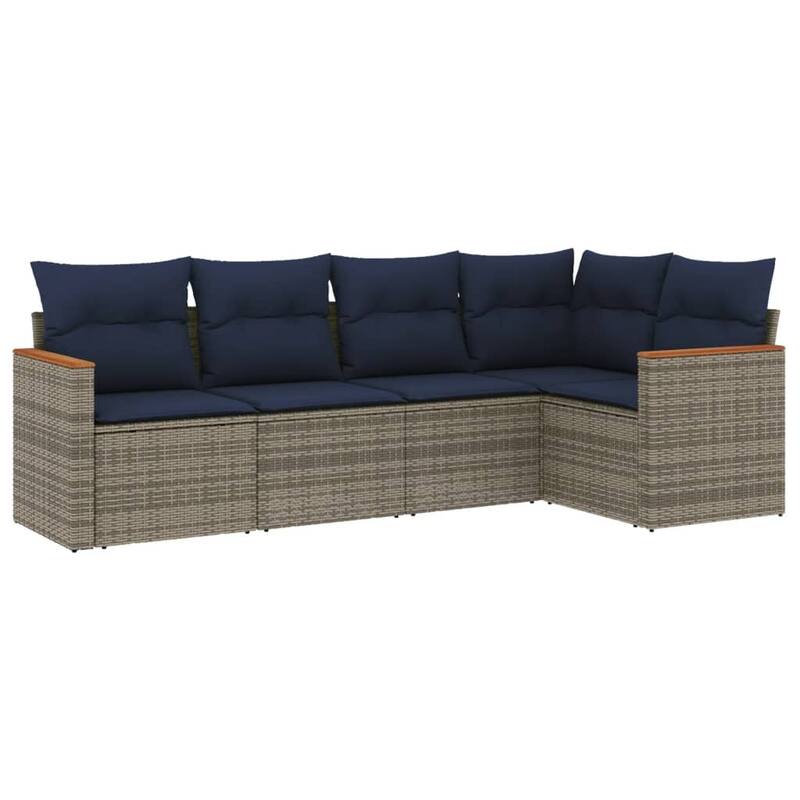 vidaXL Patio Sofa Set with Cushions Outdoor Conversation Furniture Poly Rattan - 24.4x 24.4x 27.2