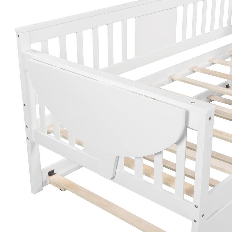 Twin Pine Daybed with Trundle & Foldable Shelves