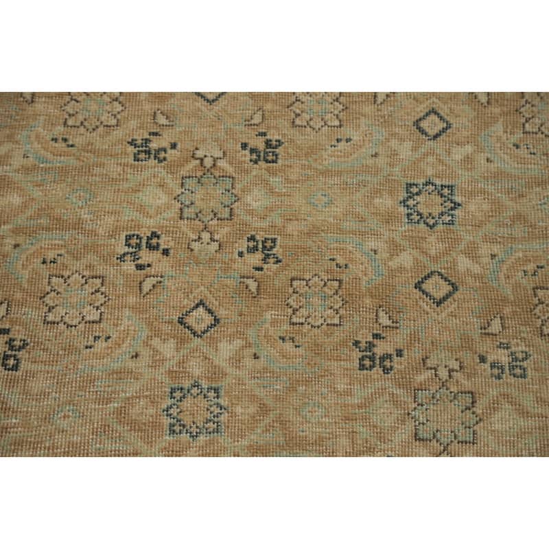 Hand Knotted Oriental 100% Wool Carpet Traditional Floral Brown Tabriz Area Rug - 13' 1'' X 10' 0''