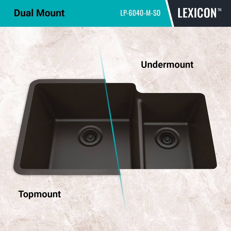 32 Inch Lexicon Platinum Quartz Composite Drop-in Undermount Galaxy Mocha - 19" W x 32" L x 9.75" H