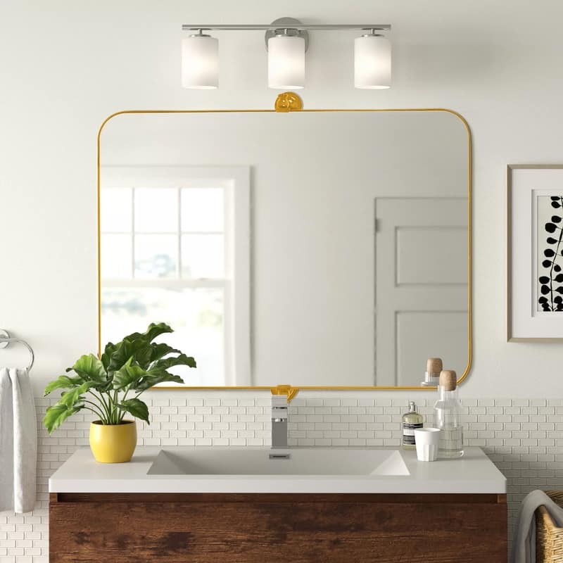 Rectangular Metal Framed Pivoted Bathroom Wall Vanity Mirror Adjustable Wall-Mounted For Modern Wall Decor