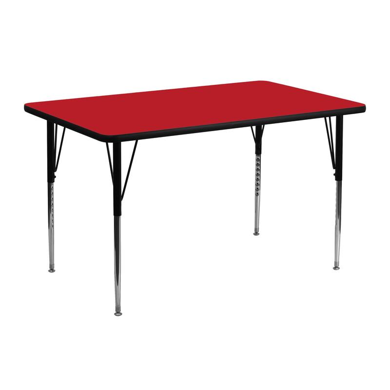 24''W x 48''L Rectangular HP Laminate Activity Table - Adjustable Legs - 48"D x 24"W x 21.25" - 30.25"H - Red