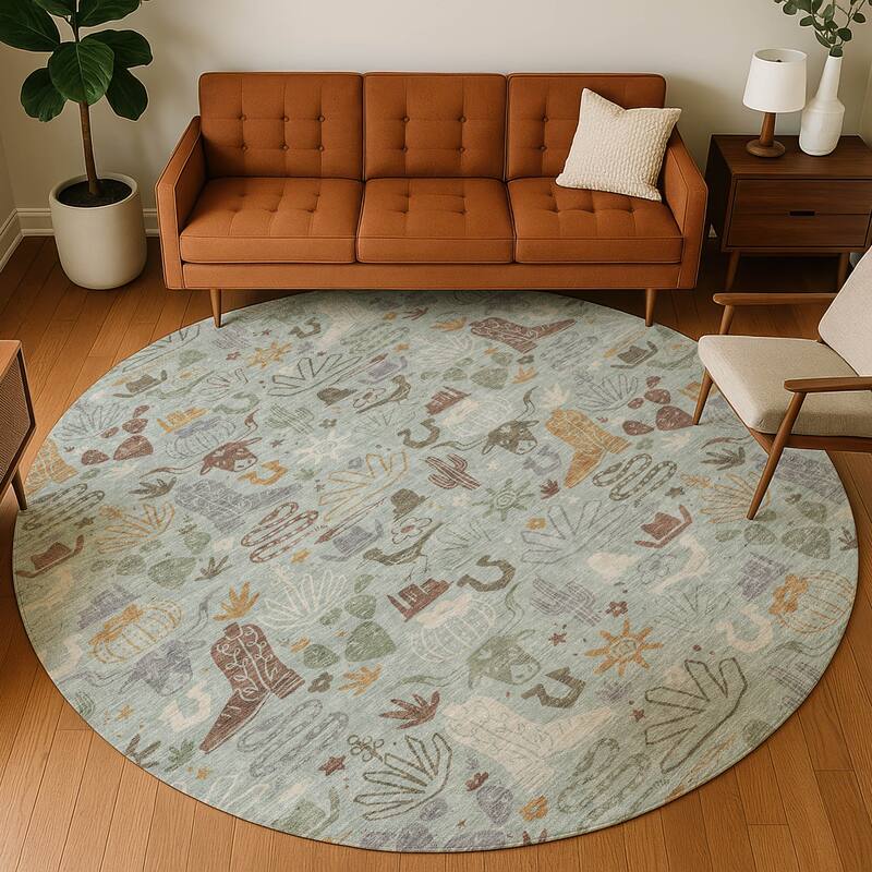 Machine Washable Indoor/ Outdoor Modern Ranch Chantille Rug