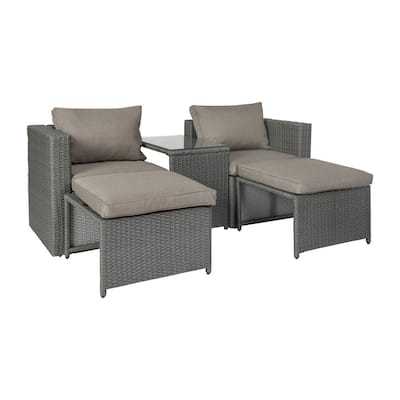 Indoor/Outdoor Modular Loveseat Sofa Set with Table and Ottomans - 24.75"D x 25"W x 30.25"H