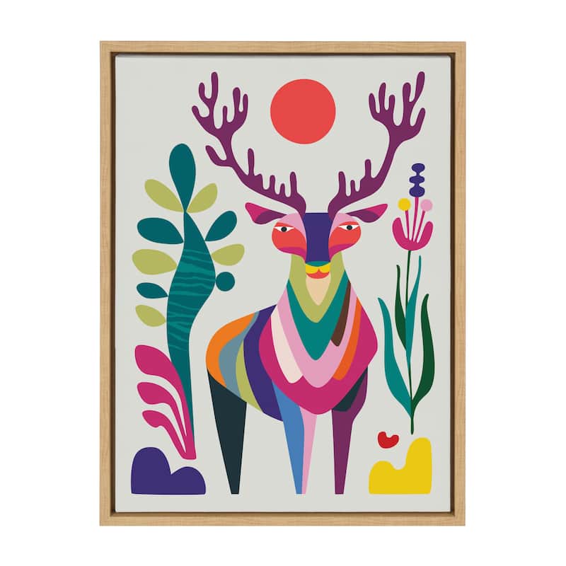 Kate and Laurel Sylvie MCM Reindeer Framed Canvas by Rachel Lee