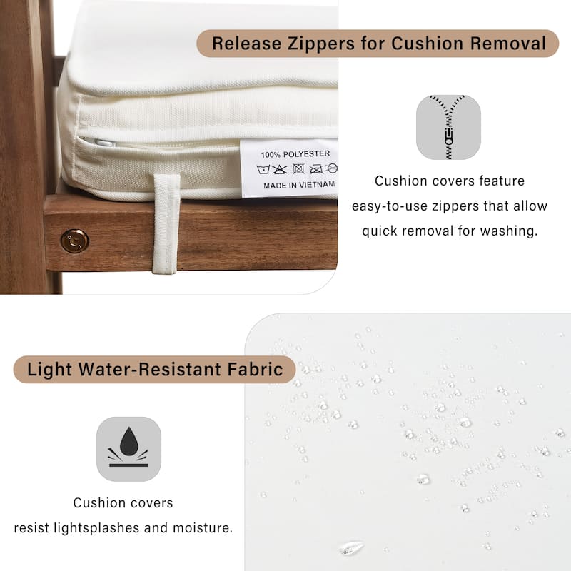 7 Pieces Acacia Wood Outdoor Dining Set with Cushions,Modern 6 Chairs and 1 Large Table, Dining Furniture Set