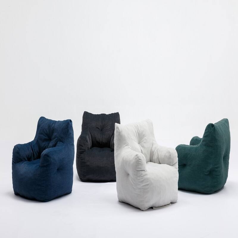 Soft Cotton Linen Fabric Bean Bag Chair Filled With Memory Sponge,Green