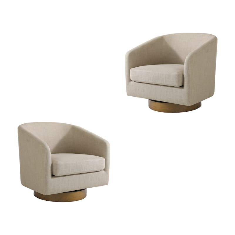 2 Set Modern Wide Round Swivel Accent Barrel Chairs