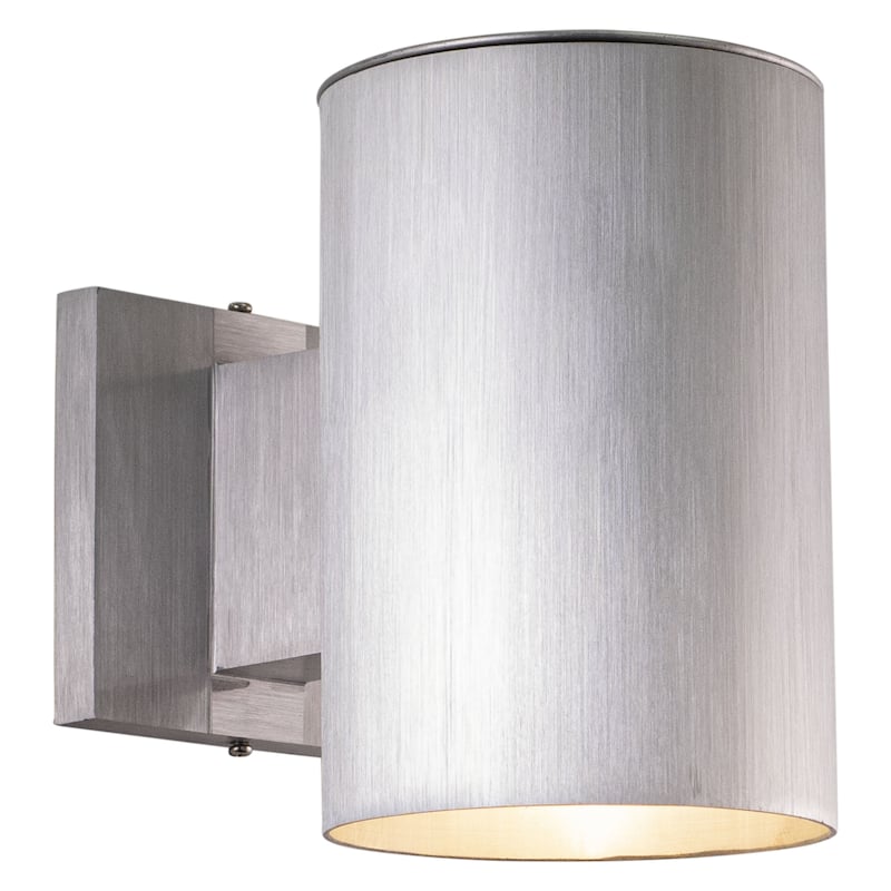 Vaxcel Chiasso 5" Outdoor Wall Light Satin Aluminum - 5-in W x 7.25-in H x 8-in D - Satin Aluminum - 5-in W x 7.25-in H x 8-in D