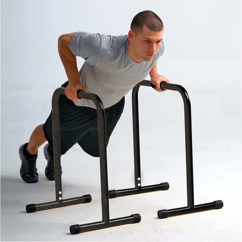Dip Station Body Press Bar With Adjustable Length And Foam Grips