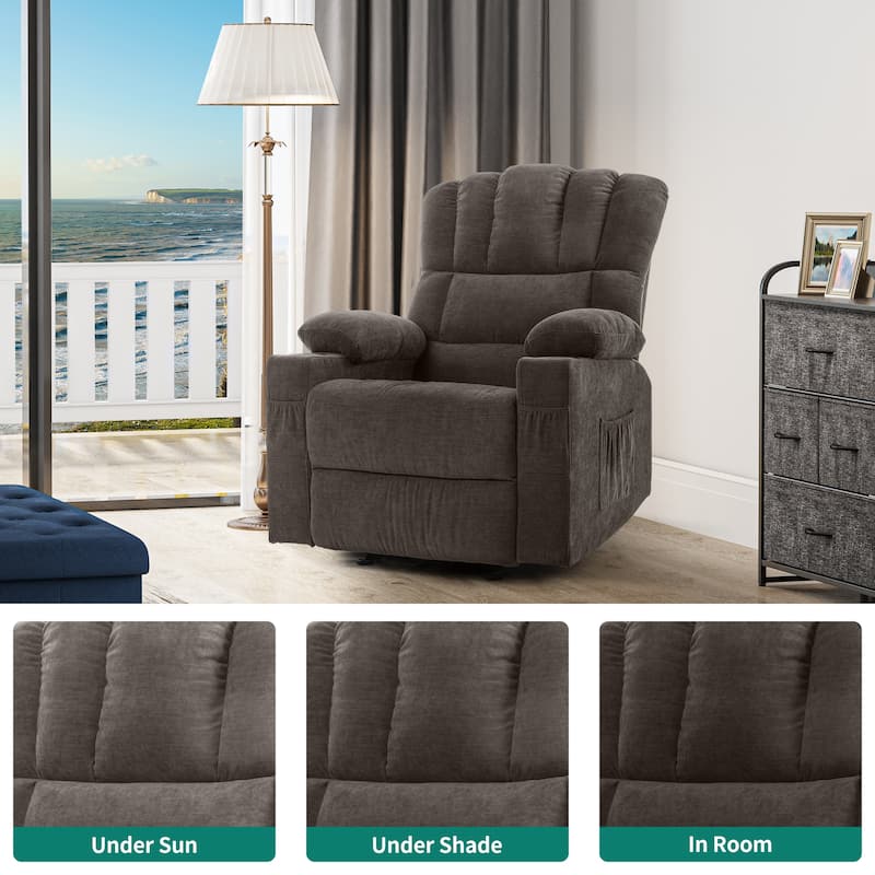 Moasis Velvet Upholstered Massage Manual Reclining Power Lift Recliner Chair