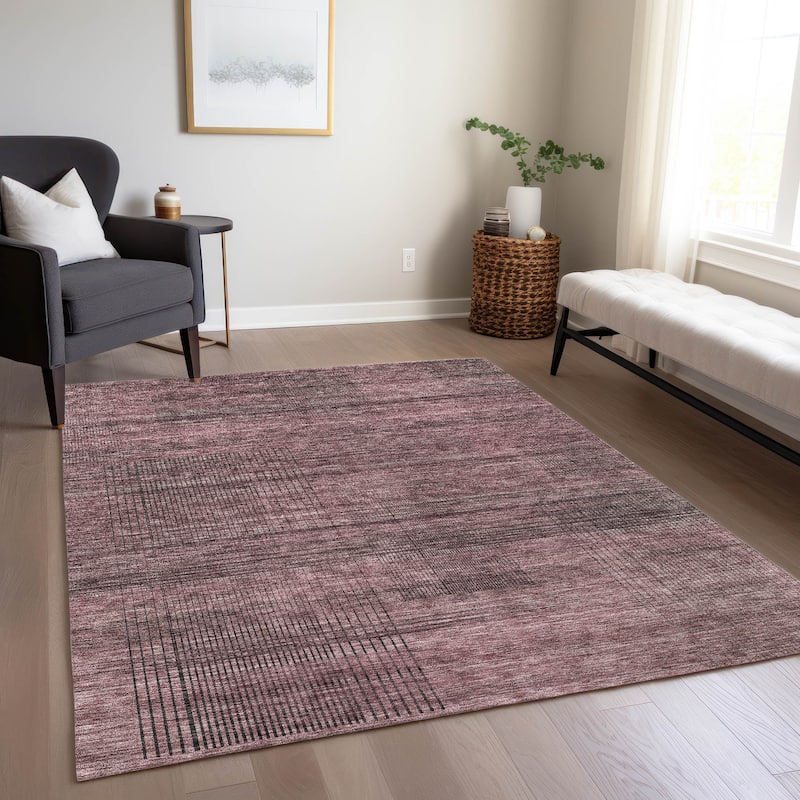 Machine Washable Indoor/ Outdoor Chantille Contemporary Imprints Rug