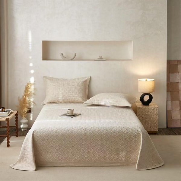 slide 2 of 4, Linen Quilt/Coverlet Set with Pillowcases Queen - Top Grade & Natural