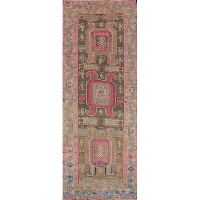 Tribal Meshkin Persian Vintage Runner Rug Handmade Wool Carpet - 3'8" x 10'9"