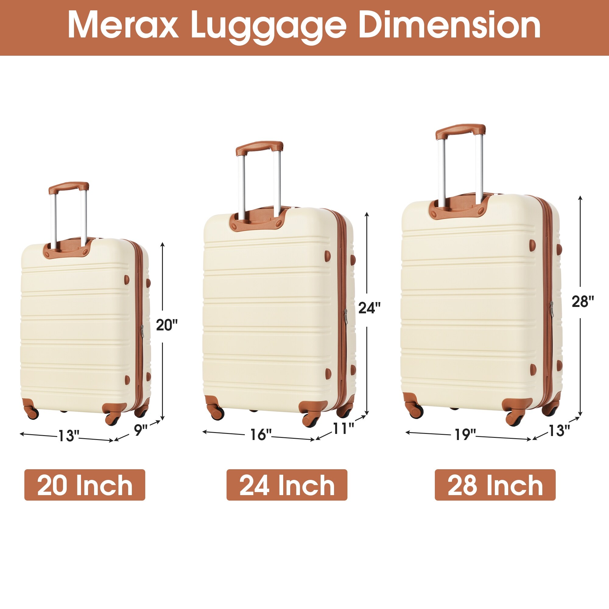 Expandable 3-Piece Hardside Spinner Luggage Set with TSA Lock