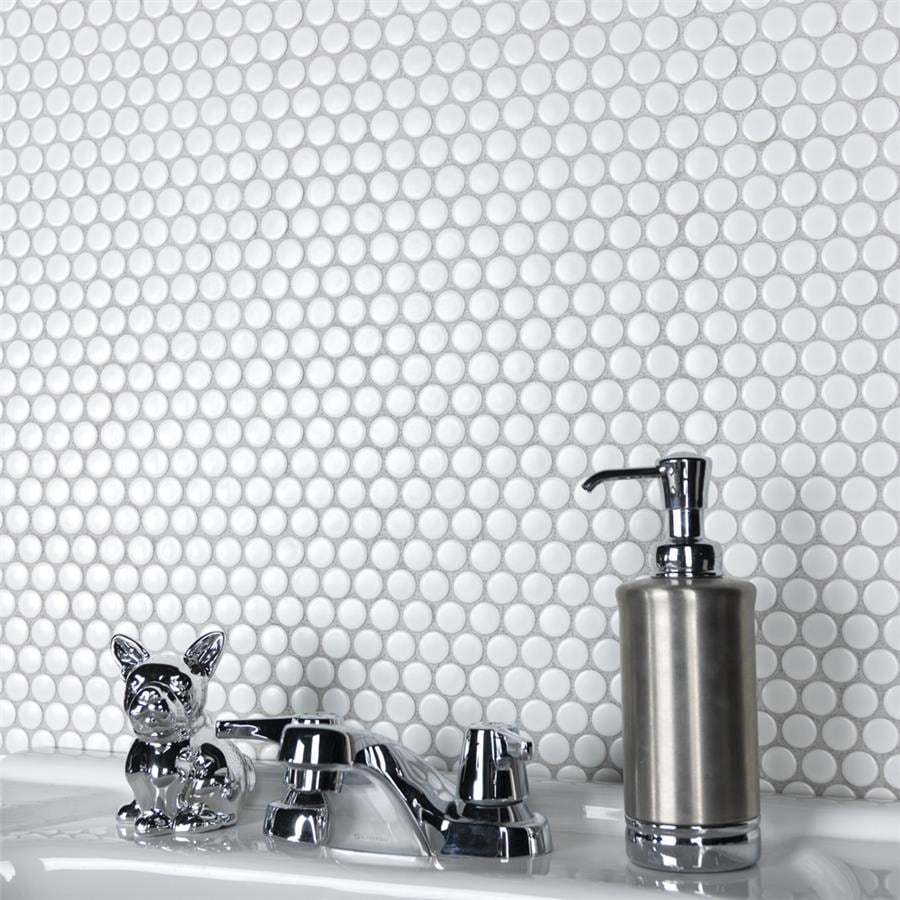 Merola Tile Metro Penny Matte White 9-3/4" x 11-1/2" Porcelain Floor and Wall Tile
