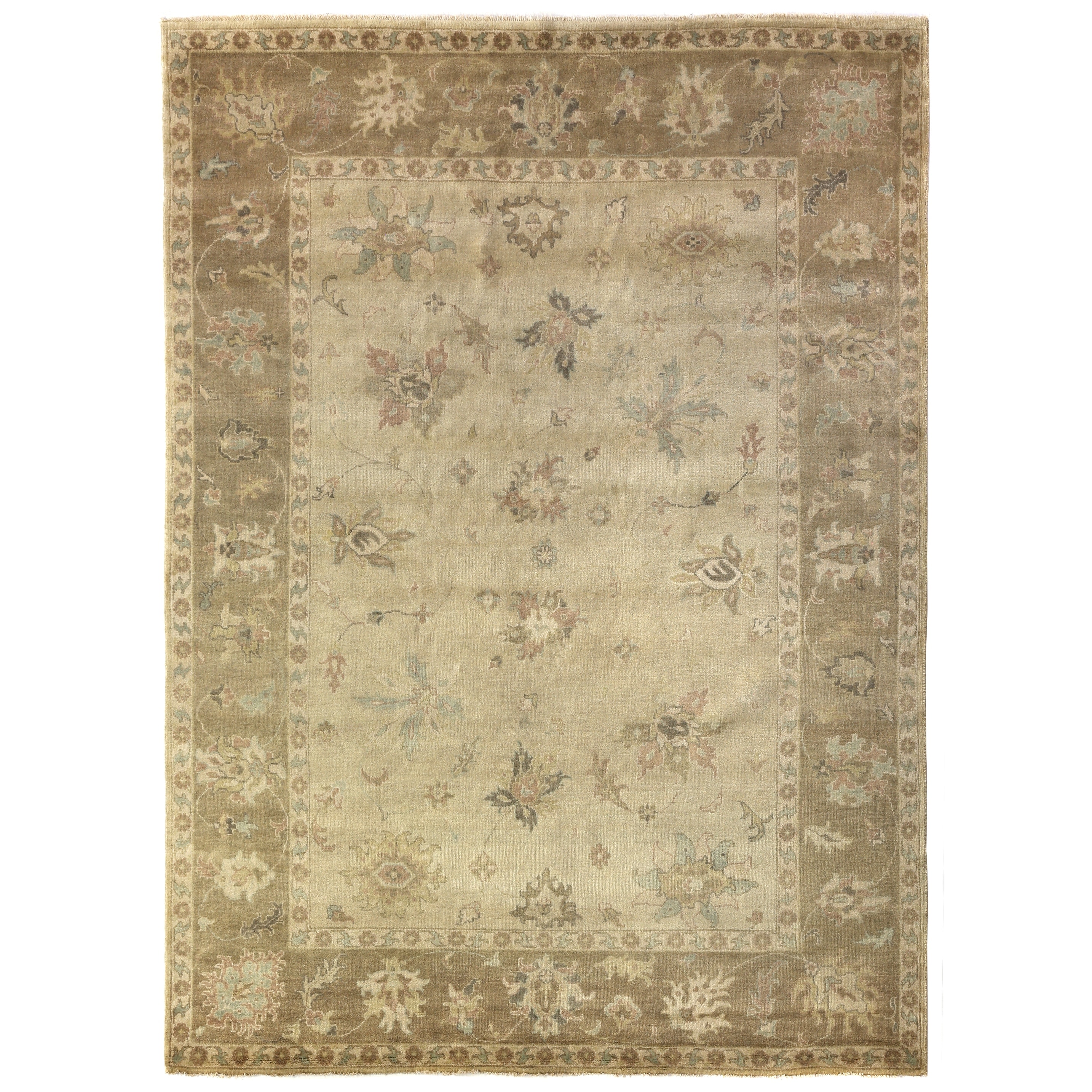 Antique Weave Oushak hand-knotted New Zealand Wool Ivory/Beige Area Rug