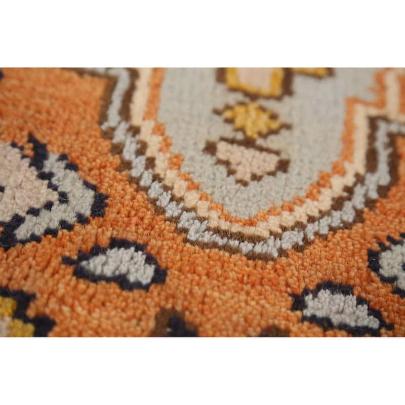 Orange Heriz Serapi Indian Runner Rug Hand-Knotted Wool Carpet - 2'6" x 8'0"