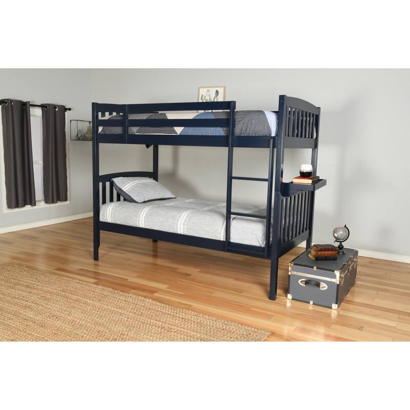 Somette Claire Twin over Twin Bunk Bed with Tray (Mattresses Not Included) - Navy Blue