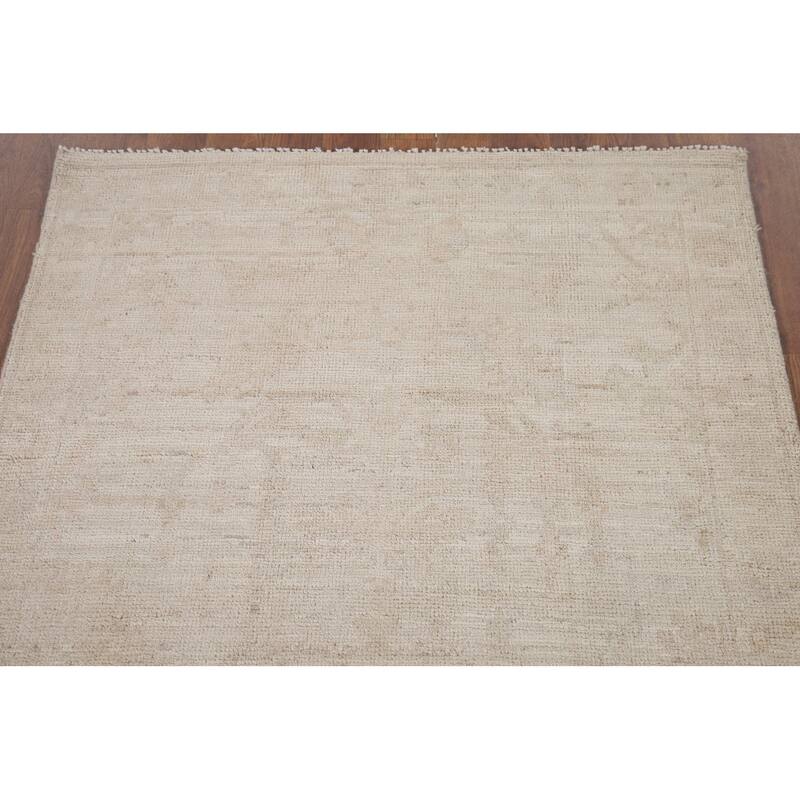 Hand Knotted Oriental 100% Wool Carpet Transitional All-Over Beige & Ivories Oushak Area Rug - 5' 0'' X 3' 2''