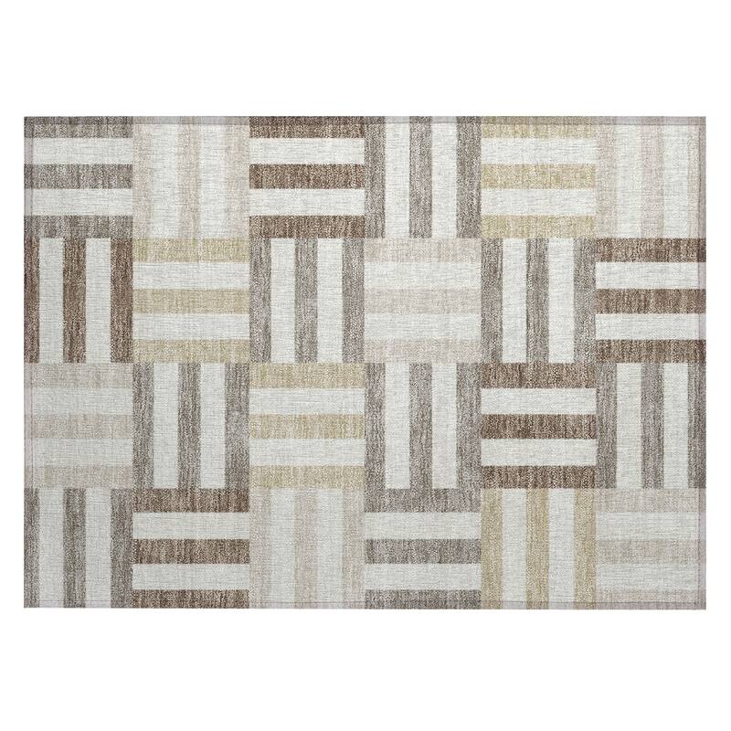 Machine Washable Indoor/ Outdoor Modern Hatch Chantille Rug