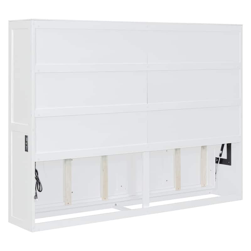 Full Size Murphy Wall Bed with Rattan Design and Easy Fold Mechanism - Space-Saving for Small Rooms