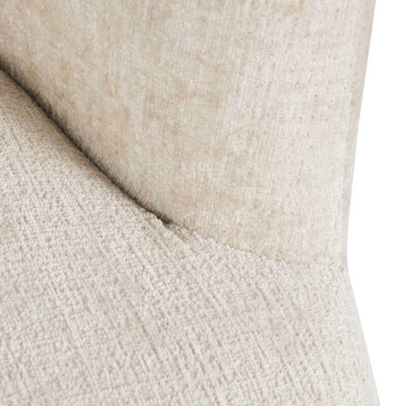 Beige Polyester Arched Swivel Living Room Accent Chair