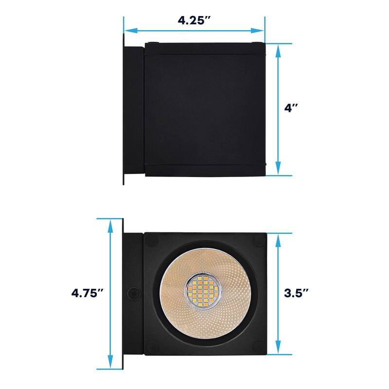 Luxrite Outdoor LED Cube Wall Light, Up Down Wall Sconce, 3CCT 3000K-5000K, 18W, Aluminum, IP65 Waterproof, ETL 2-Pack