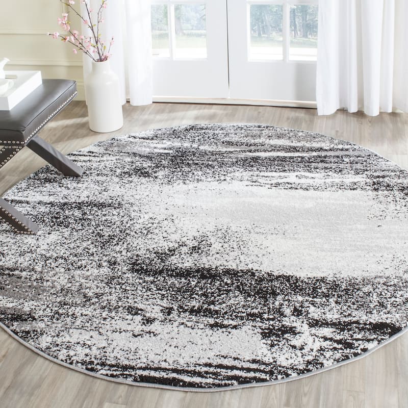 SAFAVIEH Adirondack Brynn Modern Abstract Rug - 6' Round - Silver/Multi - Round