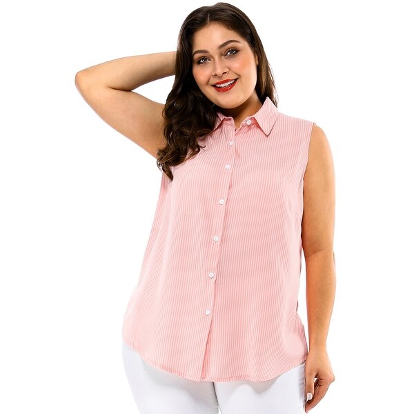 Plus size sleeveless button down shirts Clearance