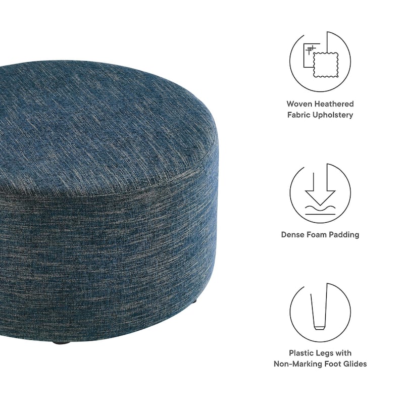 Callum 16"/23"/29"/38" Round Woven Heathered Fabric Upholstered Ottoman